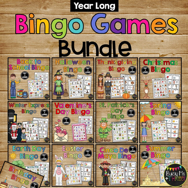 Bingo Games for the Whole Year, Summer, Back to School, Christmas & More