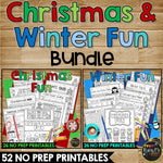 Christmas and Winter No Prep Fun Worksheets Crosswords Word Search Puzzle BUNDLE