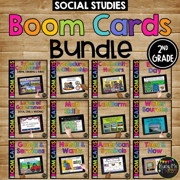 2nd Grade Math, Science, Social Studies Boom Cards™ BUNDLE for Distance Learning
