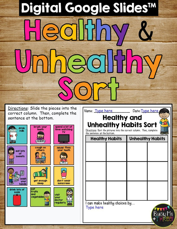 Healthy Habits and Unhealthy Habits Sort Distance Learning for Google Classroom™