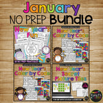 JANUARY No Prep Activities BUNDLE with Math and ELA for 1st and 2nd Grade