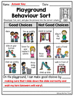 Playground Rules Sort Behavior Choices Distance Learning for Google Classroom™