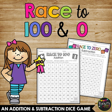 100th Day of School Math Activity Race to 100 & Race to Zero, Dice Game