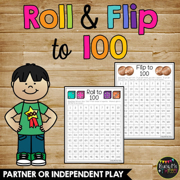 100th Day of School Game, Roll and Flip to 100, Coins and Dice