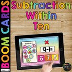 Kindergarten Subtracting Boom Cards™ with Interactive Pieces Digital Task Cards