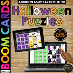 Boom Cards™ Halloween Math Puzzles Digital Learning Activity, Mystery Pictures