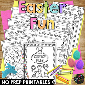 Easter Activities Packet NO PREP Fun Math and Literacy Color by Number & Puzzles