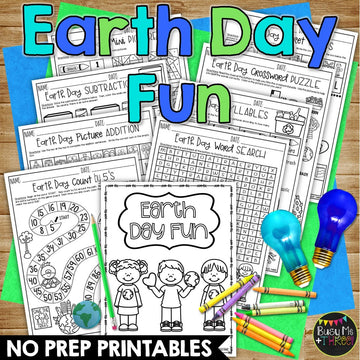 Earth Day Activities Packet NO PREP Fun Math and Literacy Puzzles & Worksheets