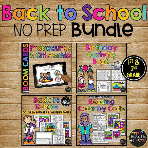 Back to School NO PREP Printables for Math, Reading 1st and 2nd