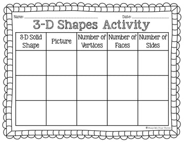 3d Shapes Activity Math Journal Page {K, 1, 2}, Solid Shapes