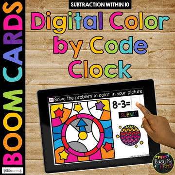 New Years 2021 Boom Cards™ Color by Code CLOCK Digital Learning Math Activity