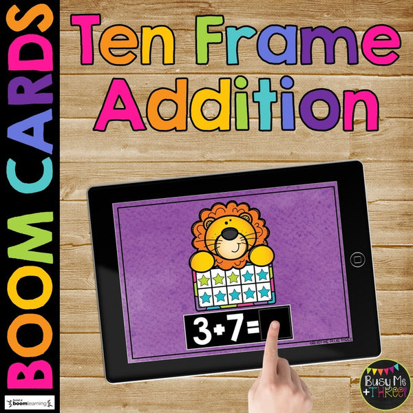 Kindergarten Boom Cards™ Ten Frame Addition Digital Task Cards