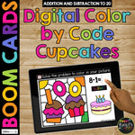 100th Day Boom Cards™ Digital Color by Code Distance Learning CUPCAKES