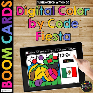 Boom Cards™ Cinco de Mayo Digital Color by Code Math Fact Fluency Station