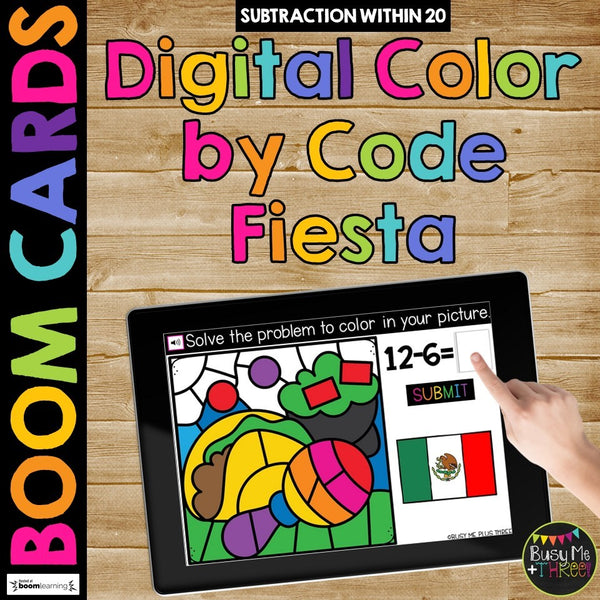 Boom Cards™ Cinco de Mayo Digital Color by Code Math Fact Fluency Station