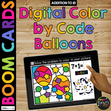 New Years 2021 Boom Cards™ Digital Color by Code BALLOONS Distance Learning