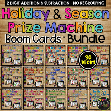 Addition & Subtraction Boom Cards™ Holiday & Season Two Digit No Regrouping