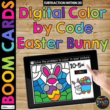 Boom Cards™ Easter Digital Color by Code April Math Fact Fluency Station