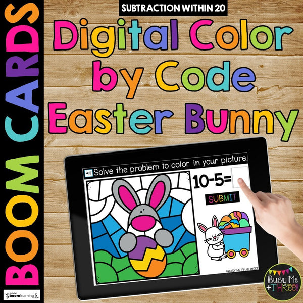 Boom Cards™ Easter Digital Color by Code April Math Fact Fluency Station