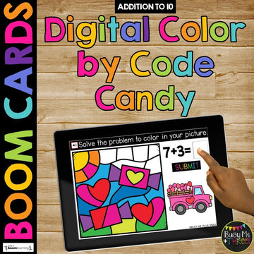 Boom Cards™ Valentine's Day Color by Code Digital Learning Math Activity CANDY