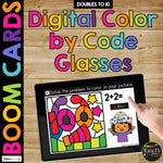 100th Day Boom Cards™ Digital Math Color by Code Distance Learning GLASSES