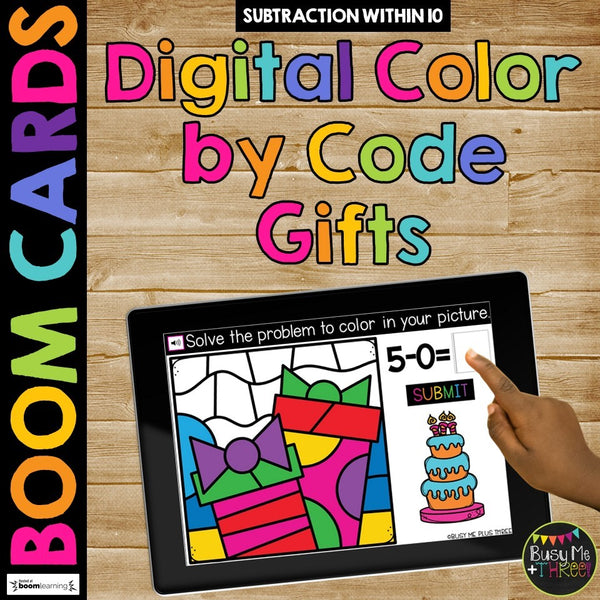 Birthday Color by Code Boom Cards™ Digital Math Activity for Fact Fluency