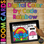 Fact Fluency Boom Cards™ Digital Color by Code Distance Math Activity for Spring