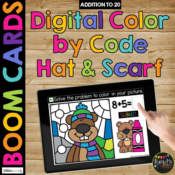 Boom Cards™ Groundhog's Day Color by Code Distance Learning Math Activity