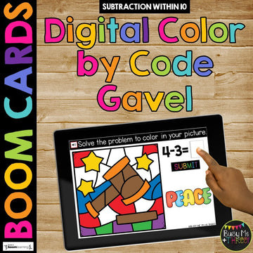 Boom Cards™ Martin Luther King Day Color by Code Math Digital Learning GAVEL