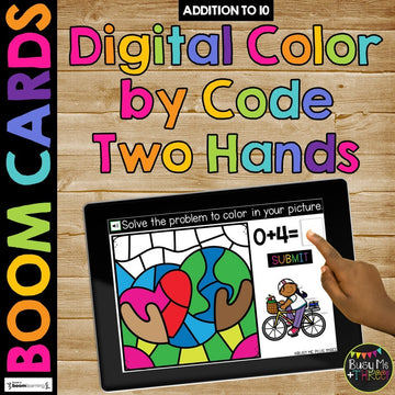 Earth Day Day Boom Cards™ Color by Code Digital Math Activity Fact Fluency
