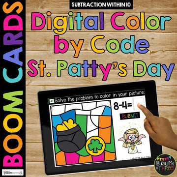 St. Patrick's Day Color by Code Boom Cards™ Digital Math Activity Pot of Gold