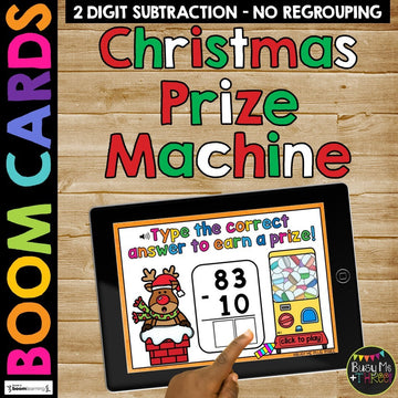 Christmas Activity Two Digit Subtraction Math Boom Cards™ with No Regrouping