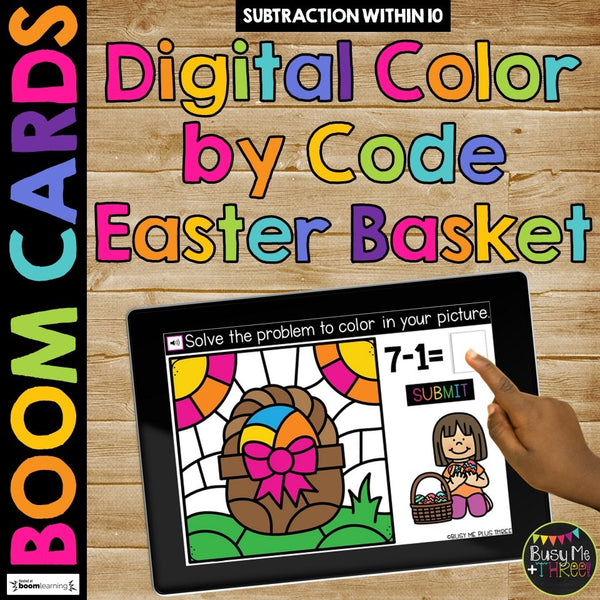 Easter Color by Code Boom Cards™ Digital Math Activity for Centers