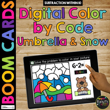 Groundhog Day Boom Cards™ Color by Code Math Digital Learning Spring & Winter