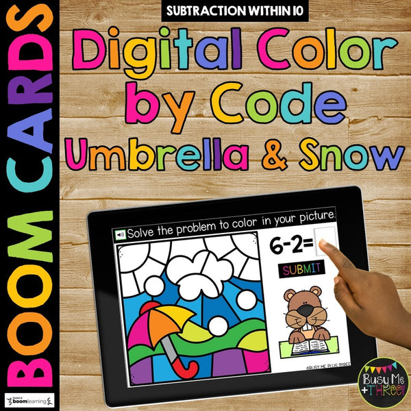 Groundhog Day Boom Cards™ Color by Code Math Digital Learning Spring & Winter