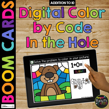 Groundhog Day Boom Cards™ Color by Code Digital Learning Math Activity