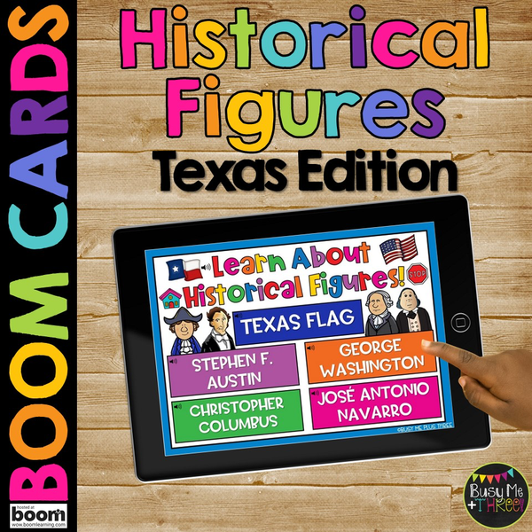 Texas Historical Figures Boom Cards™ Kindergarten José Navarro Stephen F. Austin