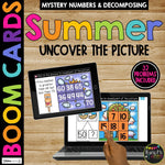 SUMMER Boom Cards™ Uncover the Picture Mystery Number & Number Bonds Set 3