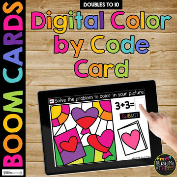 Boom Cards™ Valentine's Day Color by Code Distance Learning Math Activity Card