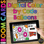 100 Days of School Digital Color by Code Boom Cards™ Distance Learning BALLOONS