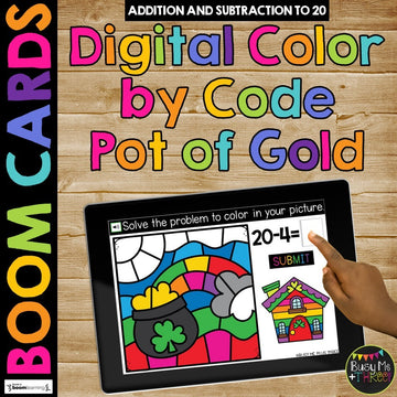 Fact Fluency Boom Cards™ Digital Color by Code St. Patrick's Day Math Activity