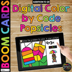 Summer Digital Color by Code Boom Cards™ for Math Fact Fluency Practice