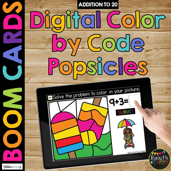 Summer Digital Color by Code Boom Cards™ for Math Fact Fluency Practice