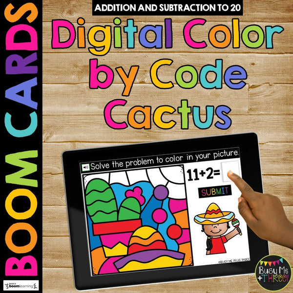 Fact Fluency Boom Cards™ Digital Color by Code Cinco de Mayo Math Activity