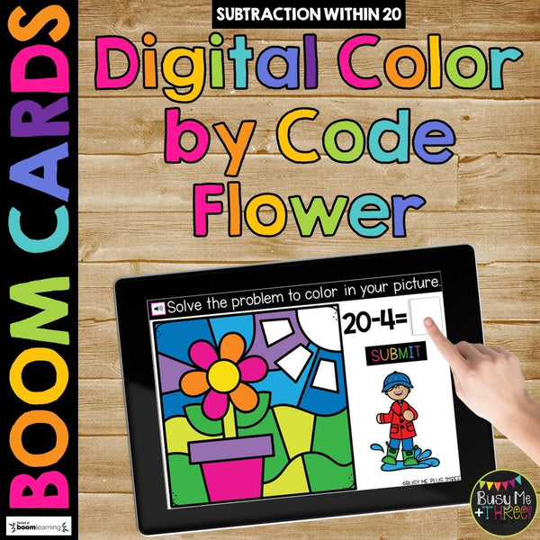 Fact Fluency Boom Cards™ Spring Digital Color by Code Distance Learning