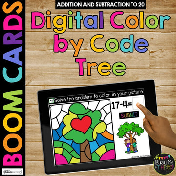 Fact Fluency Boom Cards™ Digital Color by Code Earth Day Math Activity