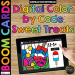 4th of July Boom Cards™ Digital Color by Code Math Fact Fluency Station