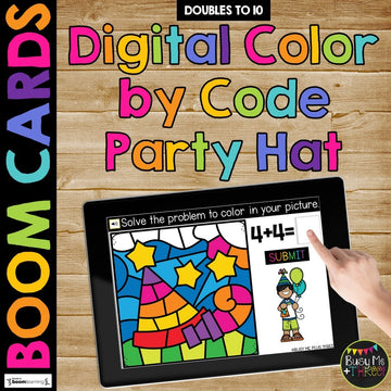 Birthday Boom Cards™ Digital Color by Code Doubles Math Activity