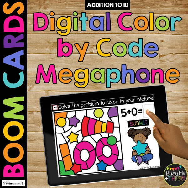 100th Day Boom Cards™ Digital Color by Code MEGAPHONE Distance Learning