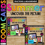 SUMMER Boom Cards™ Uncover the Picture Set 1 Fractions & Measurement 1st & 2nd